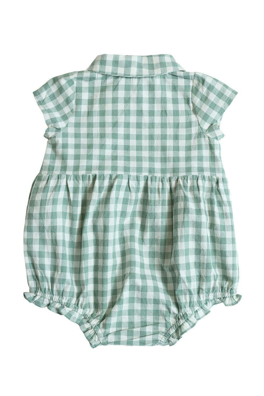 Baby Amber Romper in Sage Gingham