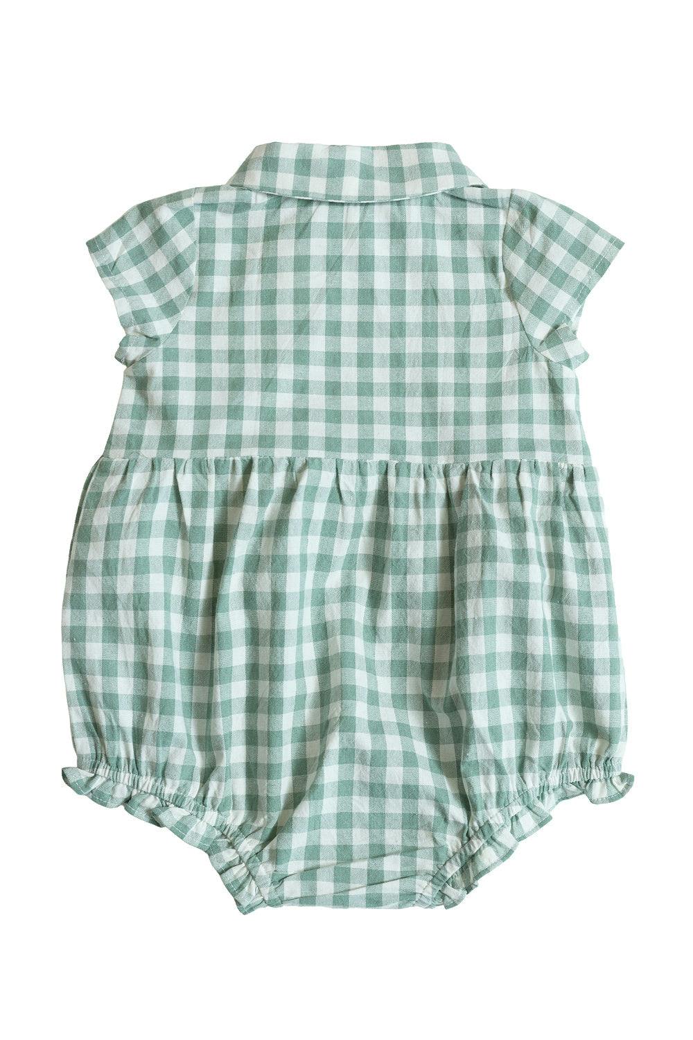 Baby Amber Romper in Sage Gingham