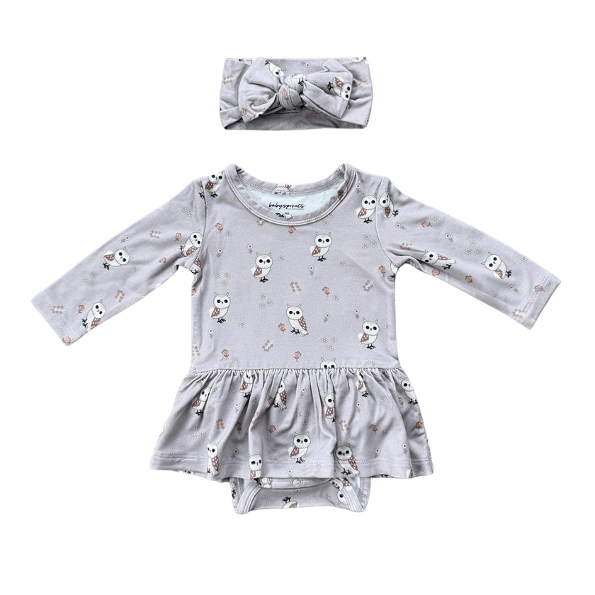Girl's Bodysuit Dress Set Winter Floral