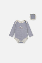 Organic Cotton Onesie Blue Printed Stripes
