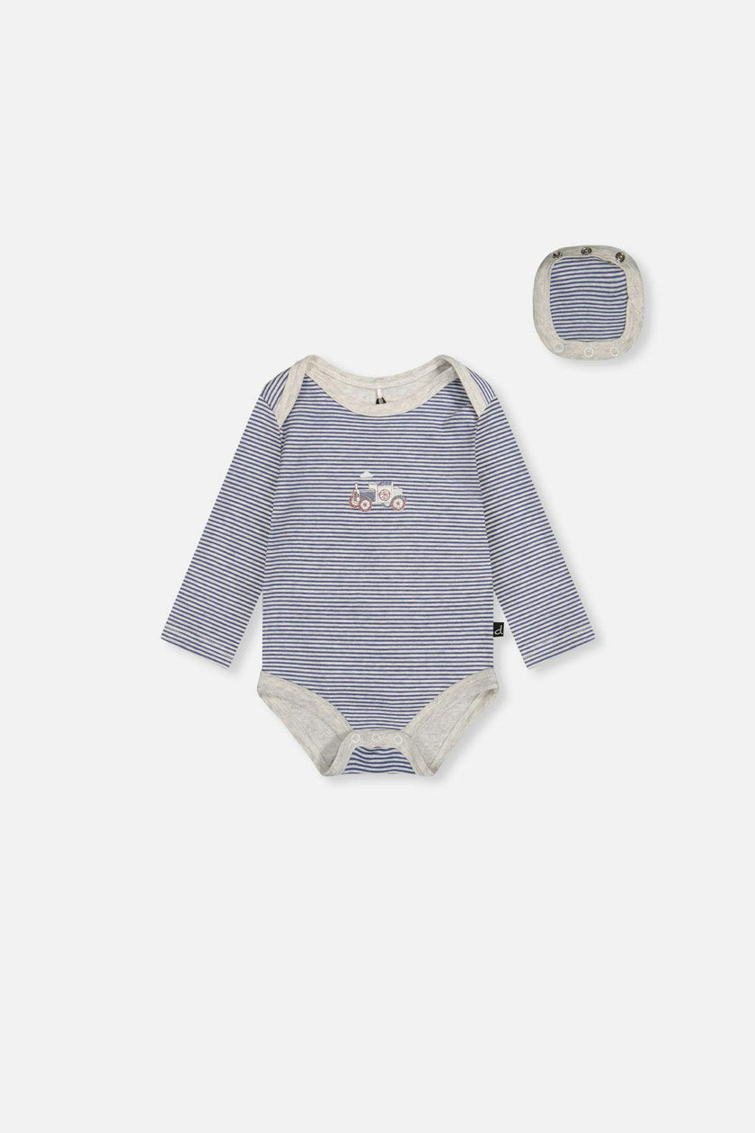 Organic Cotton Onesie Blue Printed Stripes