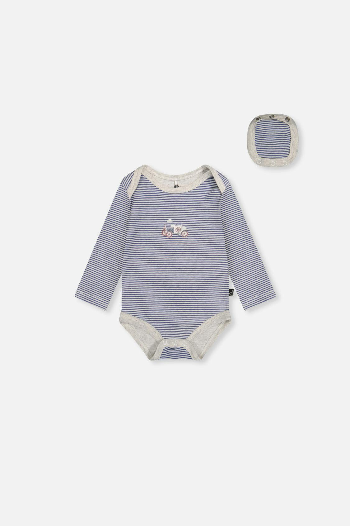 Organic Cotton Onesie Blue Printed Stripes