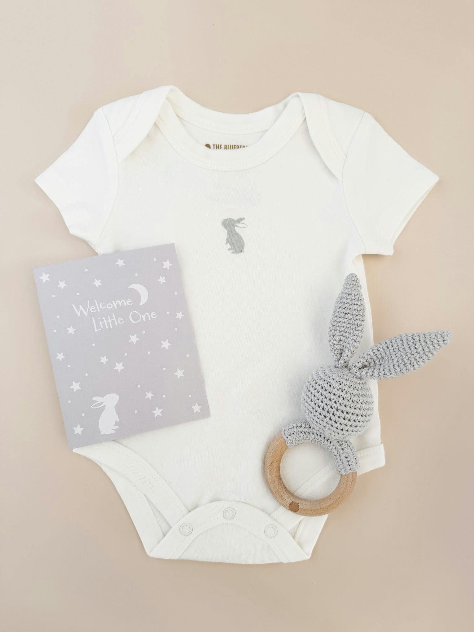 Onesie Teether and Card Gift Set - Grey Bunny
