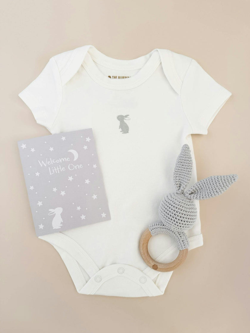 Onesie Teether and Card Gift Set - Grey Bunny
