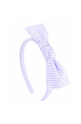 Seersucker Bow Headband in Lavender/White