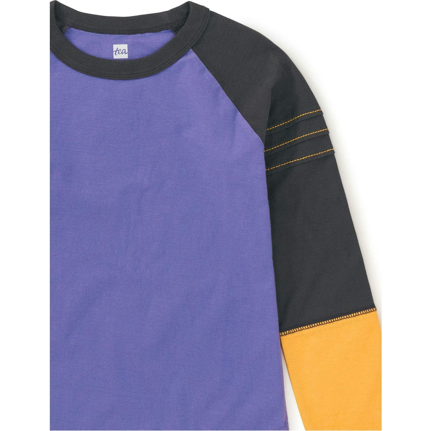 Explorer Colorblock Raglan Long Sleeve Pintuck T-Shirt, Blue