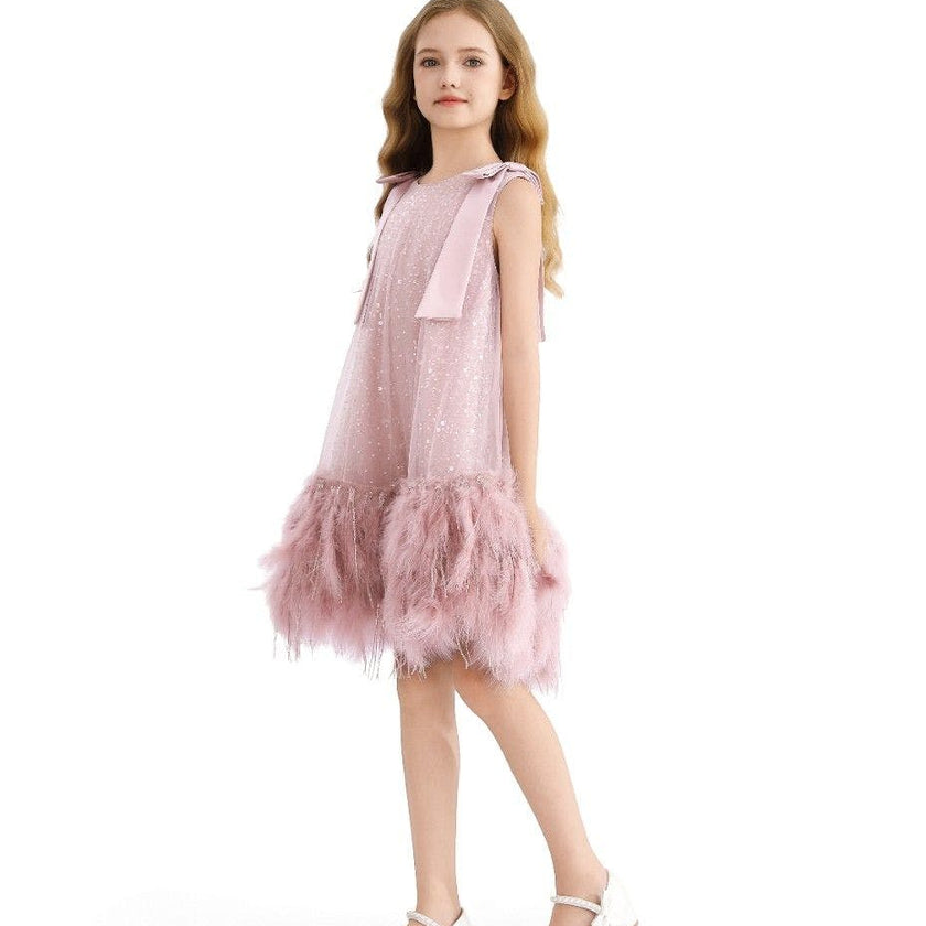 Pink Sequin Feather Dress