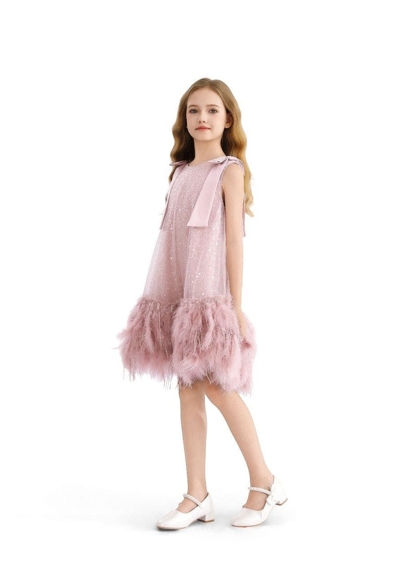 Pink Sequin Feather Dress