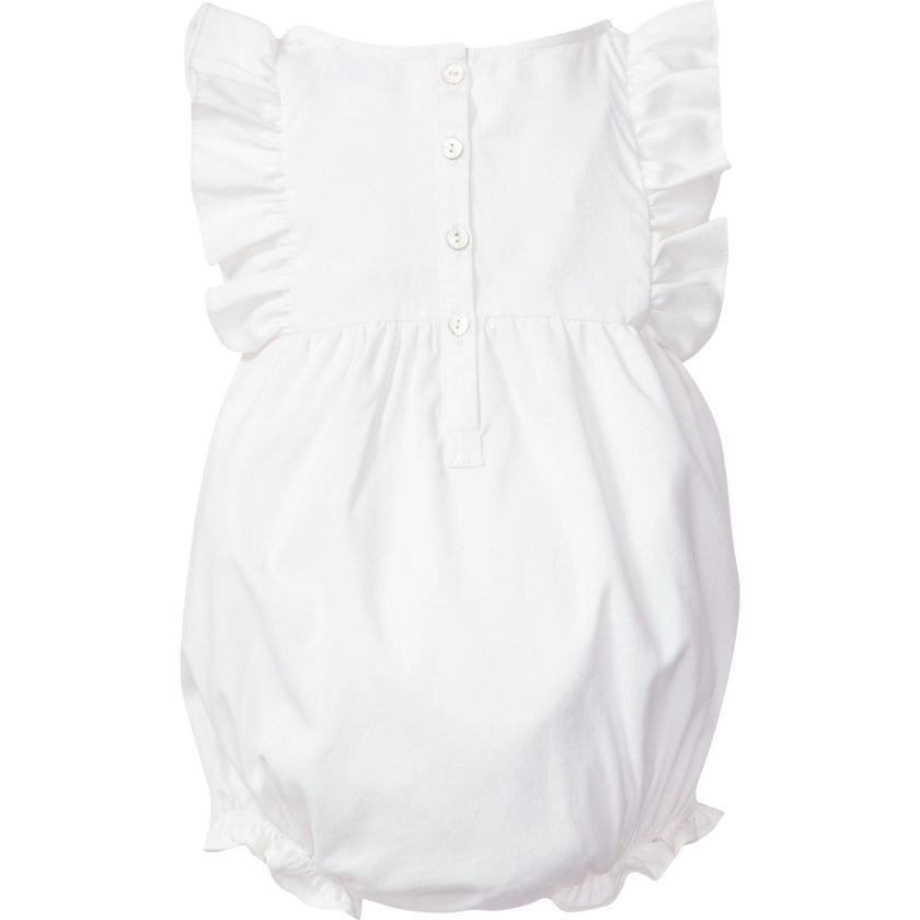 Baby's Twill Ruffled Romper in White