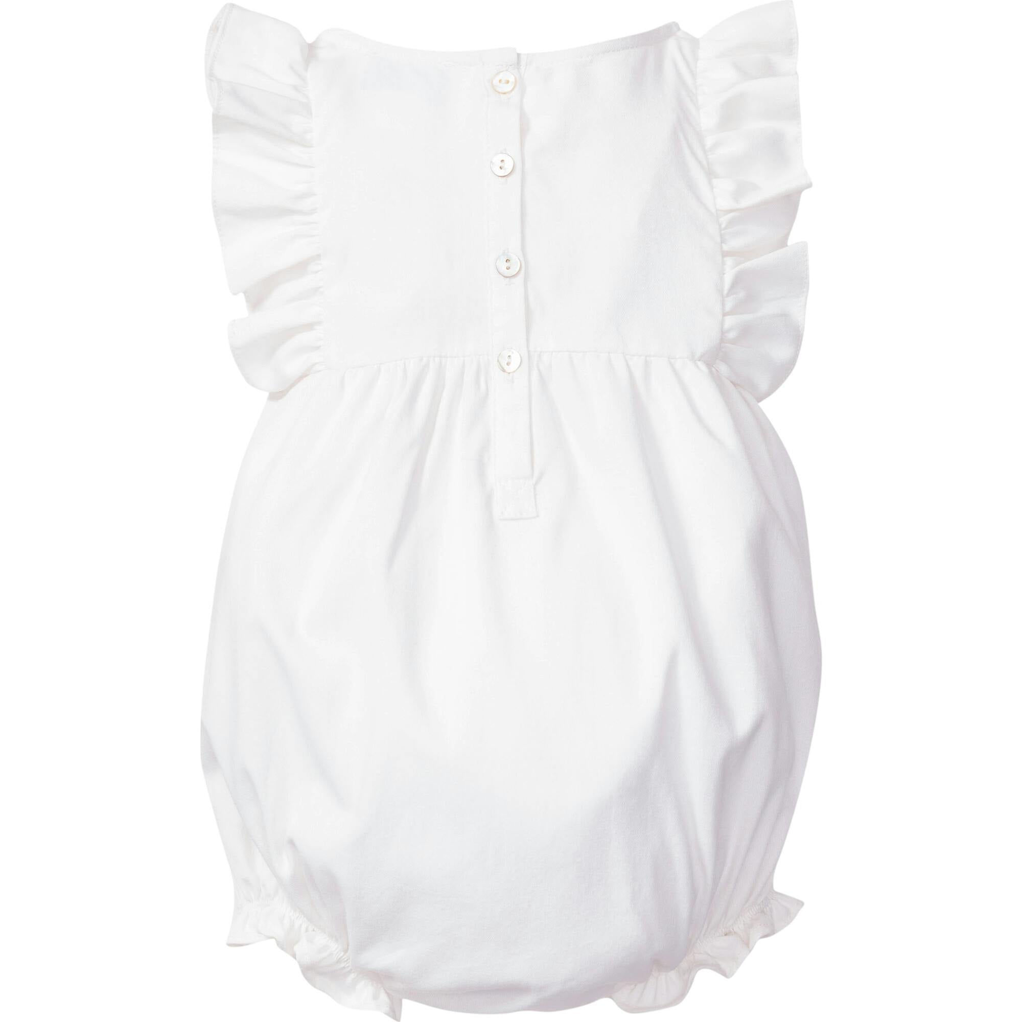 Baby's Twill Ruffled Romper in White