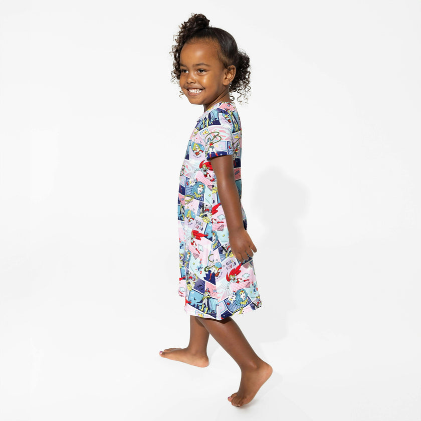 Justice League Heroines Bamboo Girls' Short Sleeve Dress