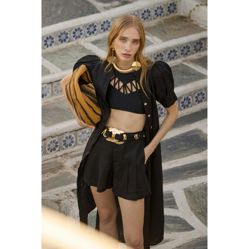 Frida Linen Shorts - Black