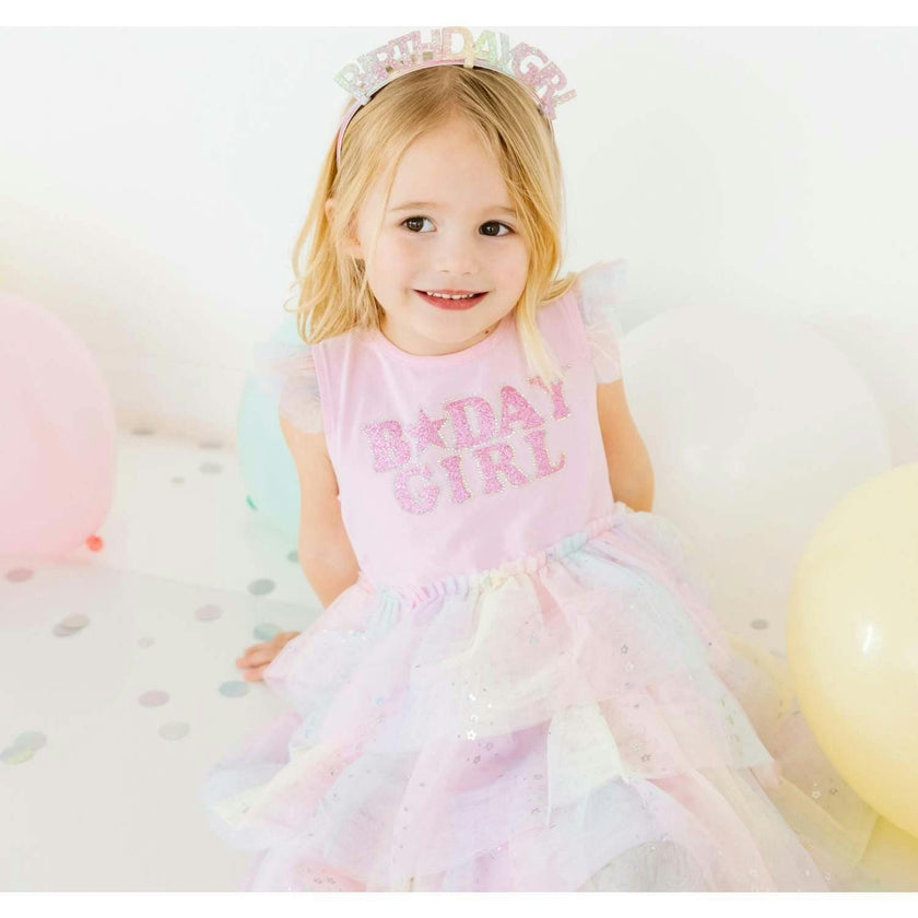 Birthday Girl Fairy Dust Short Sleeve Tutu Dress