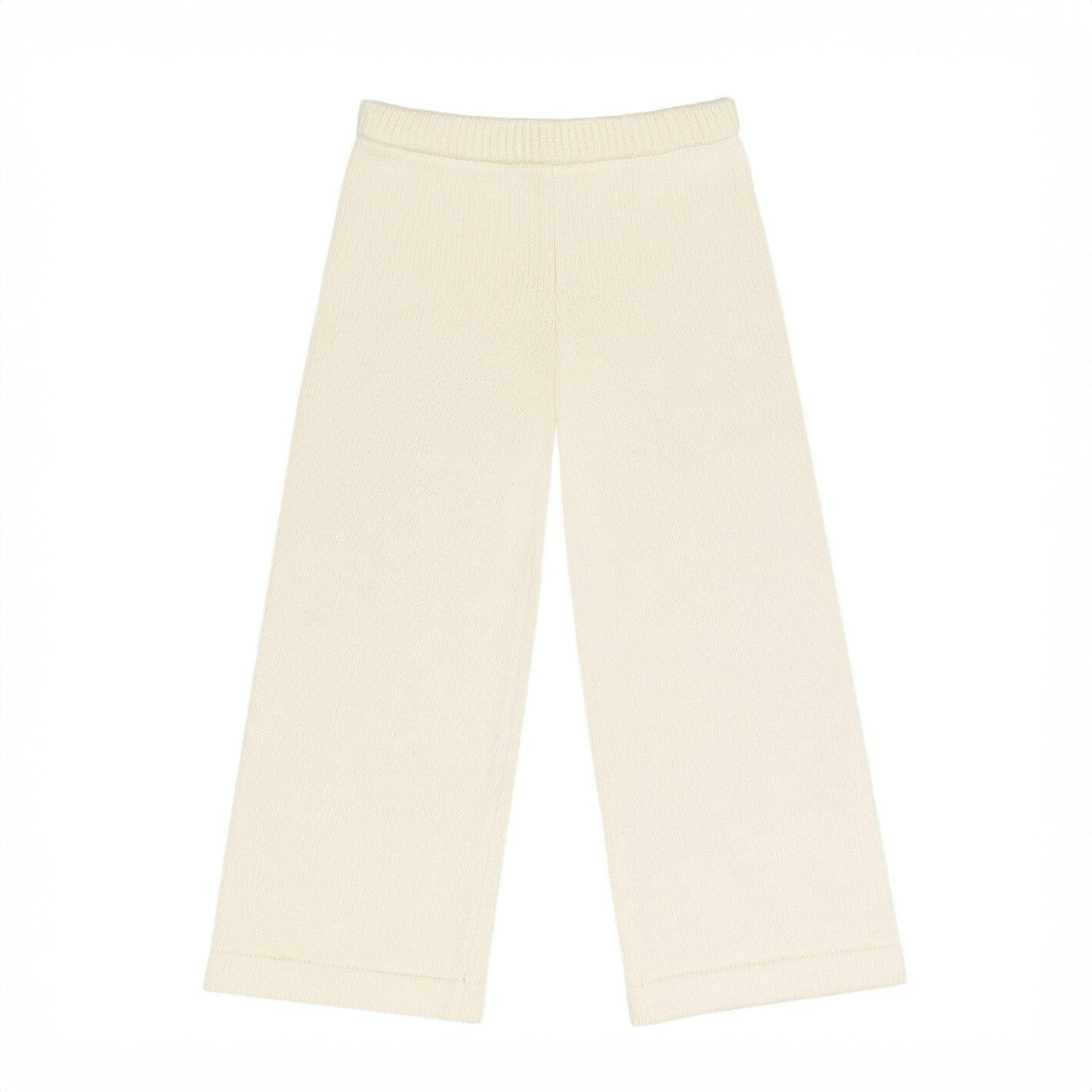 unisex cream wide leg knit pant