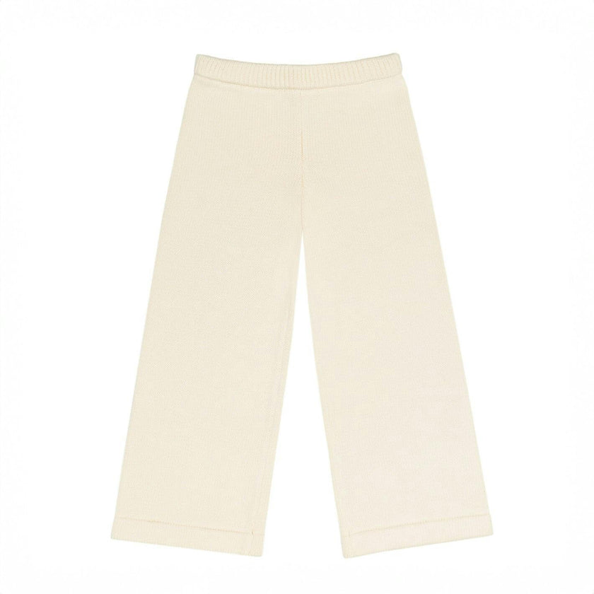 unisex cream wide leg knit pant