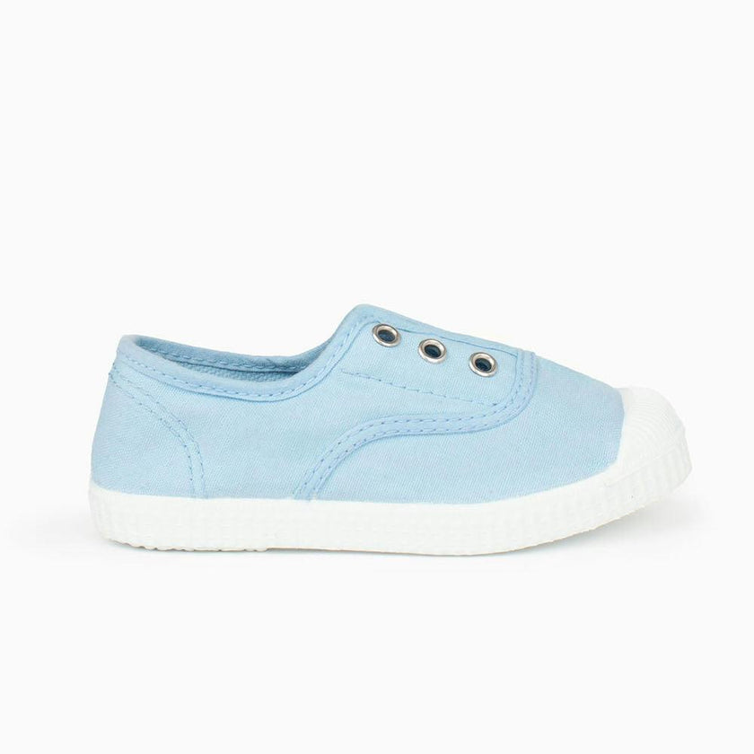 Hampton Canvas Plum Plimsolls in Ice Blue