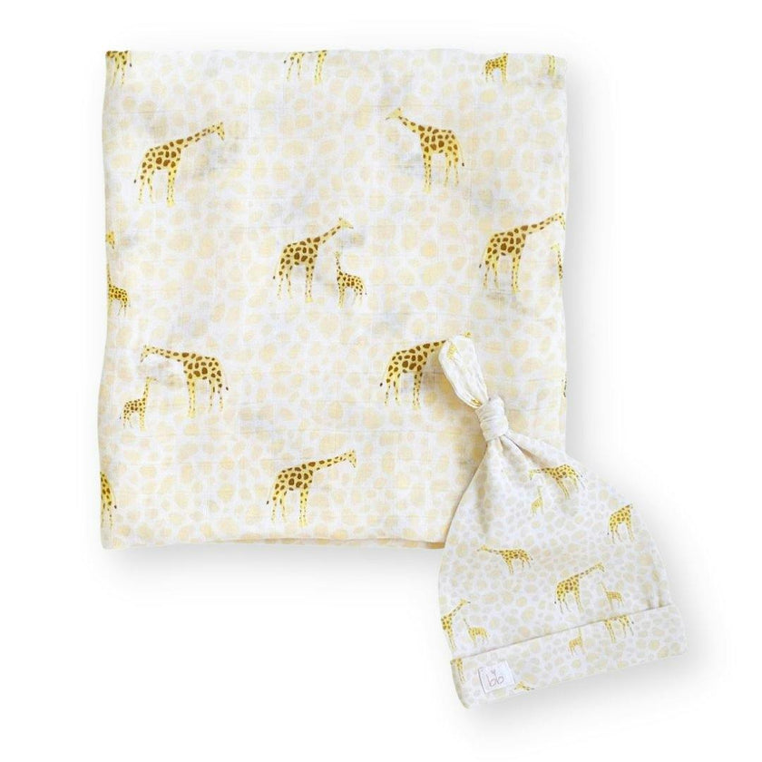 Bamboo Muslin Swaddle Blanket & Topknot Set