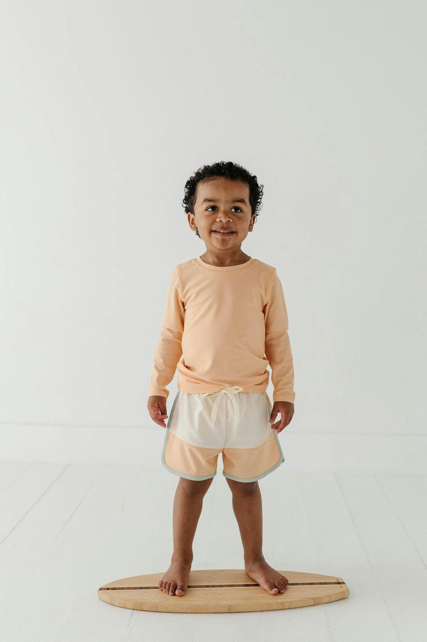 Boys Long Sleeve Rash Guard Swim Shirt in Desert Mist