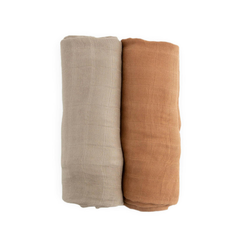 Deluxe Muslin Swaddle Blanket 2 Pack - Caramel