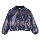Navy Sequin Zip Jacket