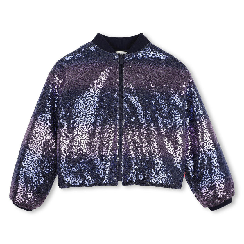 Navy Sequin Zip Jacket