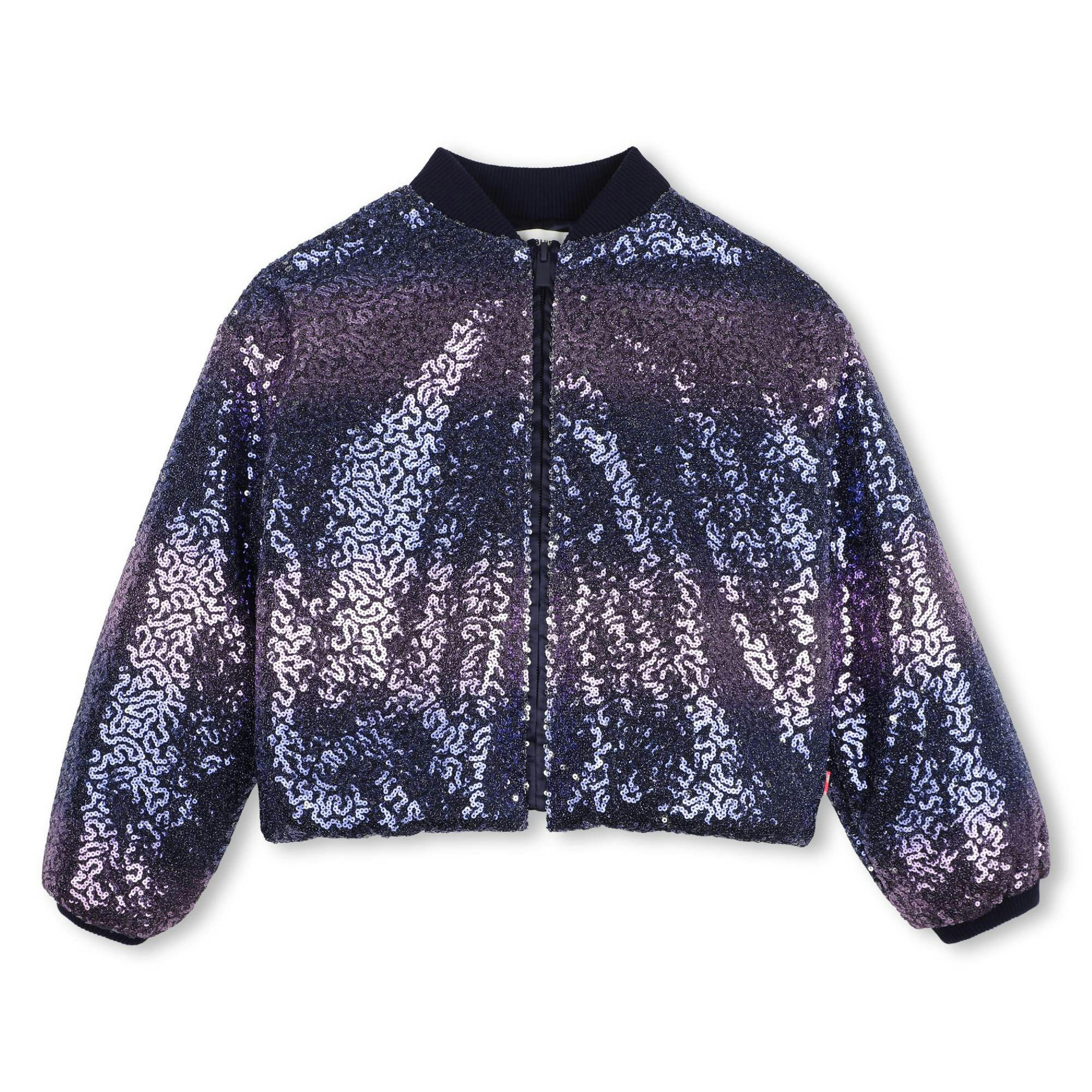 Navy Sequin Zip Jacket