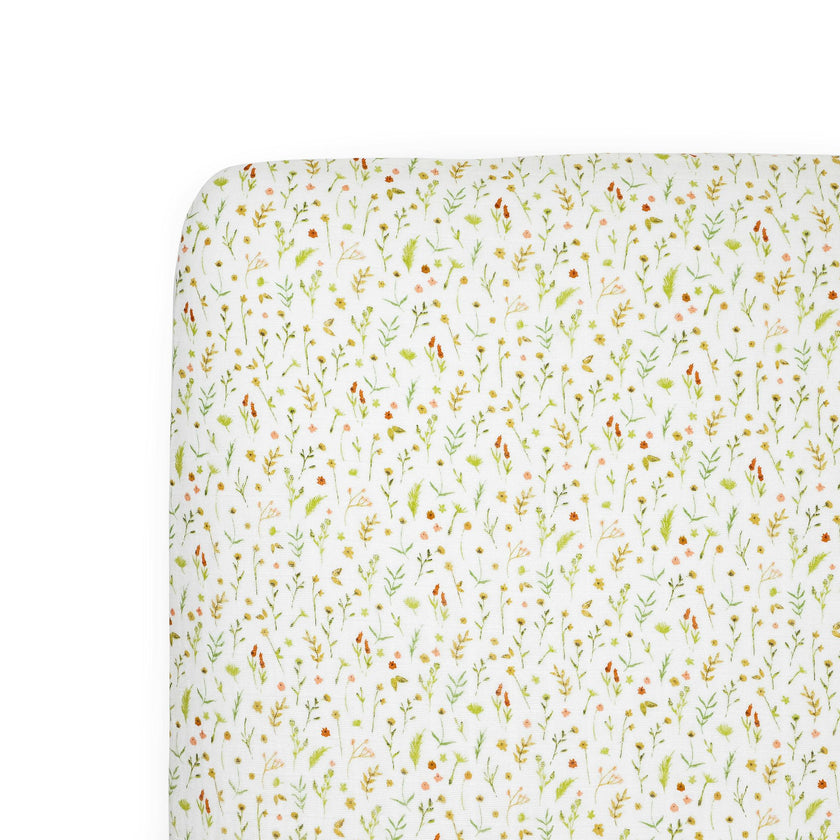 Organic Cotton Muslin Crib Sheet - Floral Field