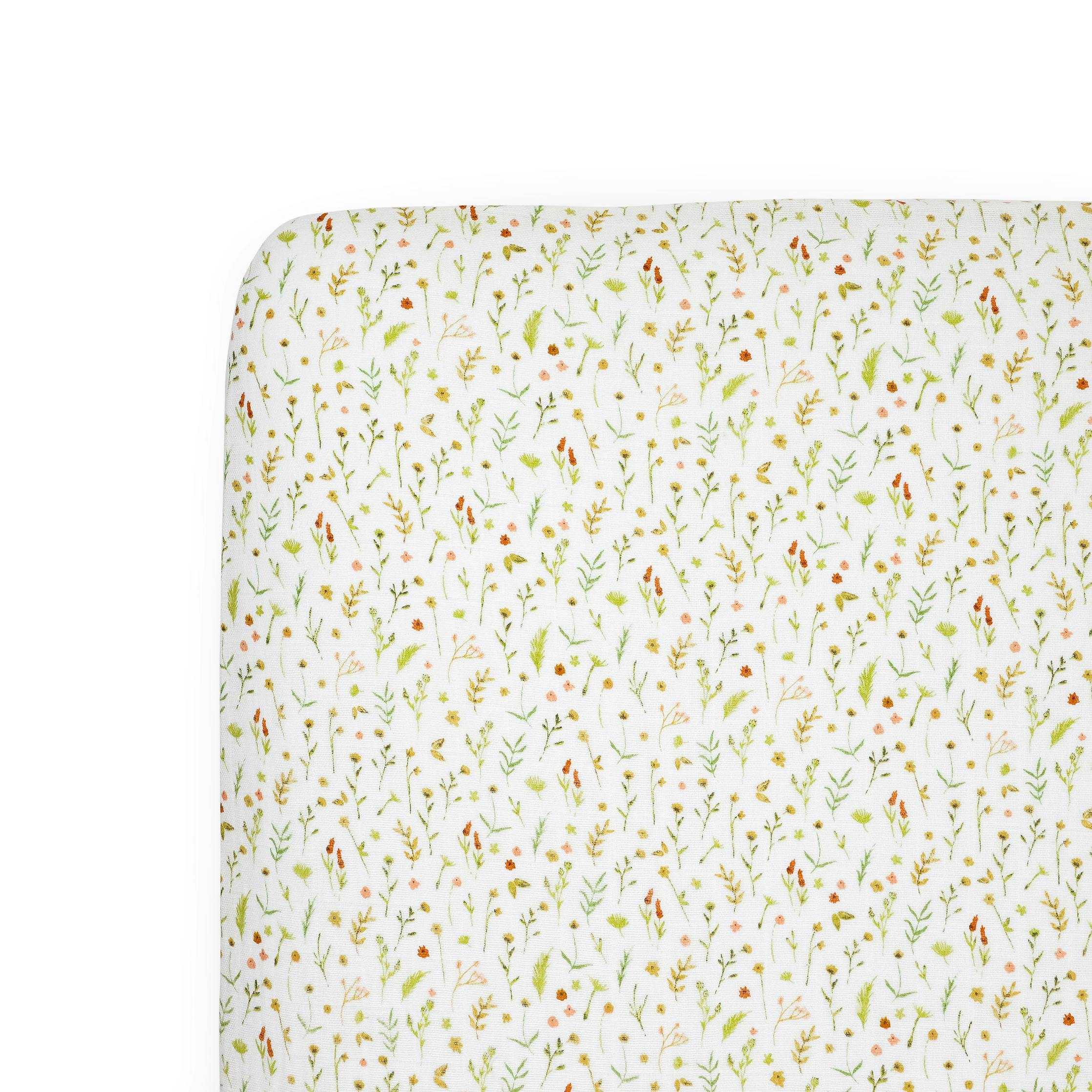 Organic Cotton Muslin Crib Sheet - Floral Field