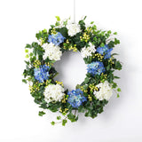 Blue & White Hydrangea, English Ivy & Berry Everyday Spring Front Door Wreath