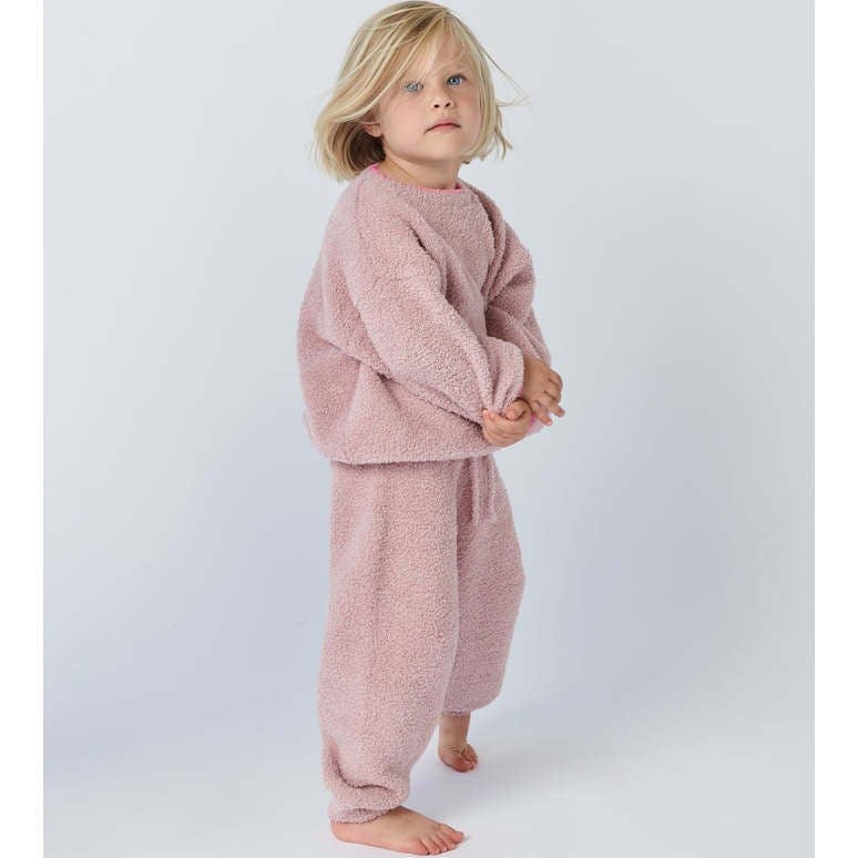 Baby Girls Fuzzy Boxy Contrast Trim Sweater