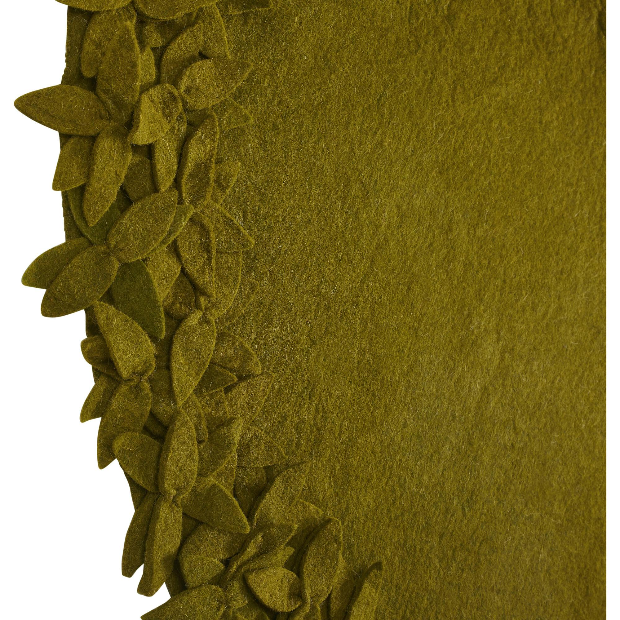 Hand Felted Wool Christmas Tree Skirt - Overlapping Flowers Border in Chartreuse Green - 64