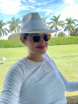 Zinnia Sun Hat - Wide & Short White Tennis & Croquet Ribbon