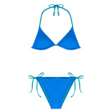 Girls' triangle two-piece swimsuit, blue | BERMUDA 2P