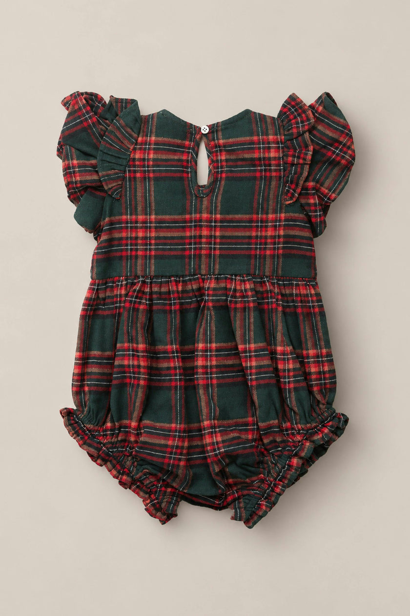 Baby Hattie Romper in Evergreen Plaid
