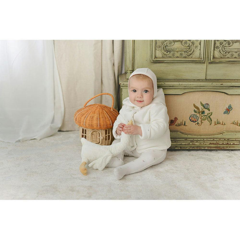 Plush Print Boys' Jacket Layette Set Ivory & Blue