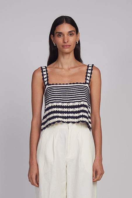 CARIA STRIPE CROCHET TOP