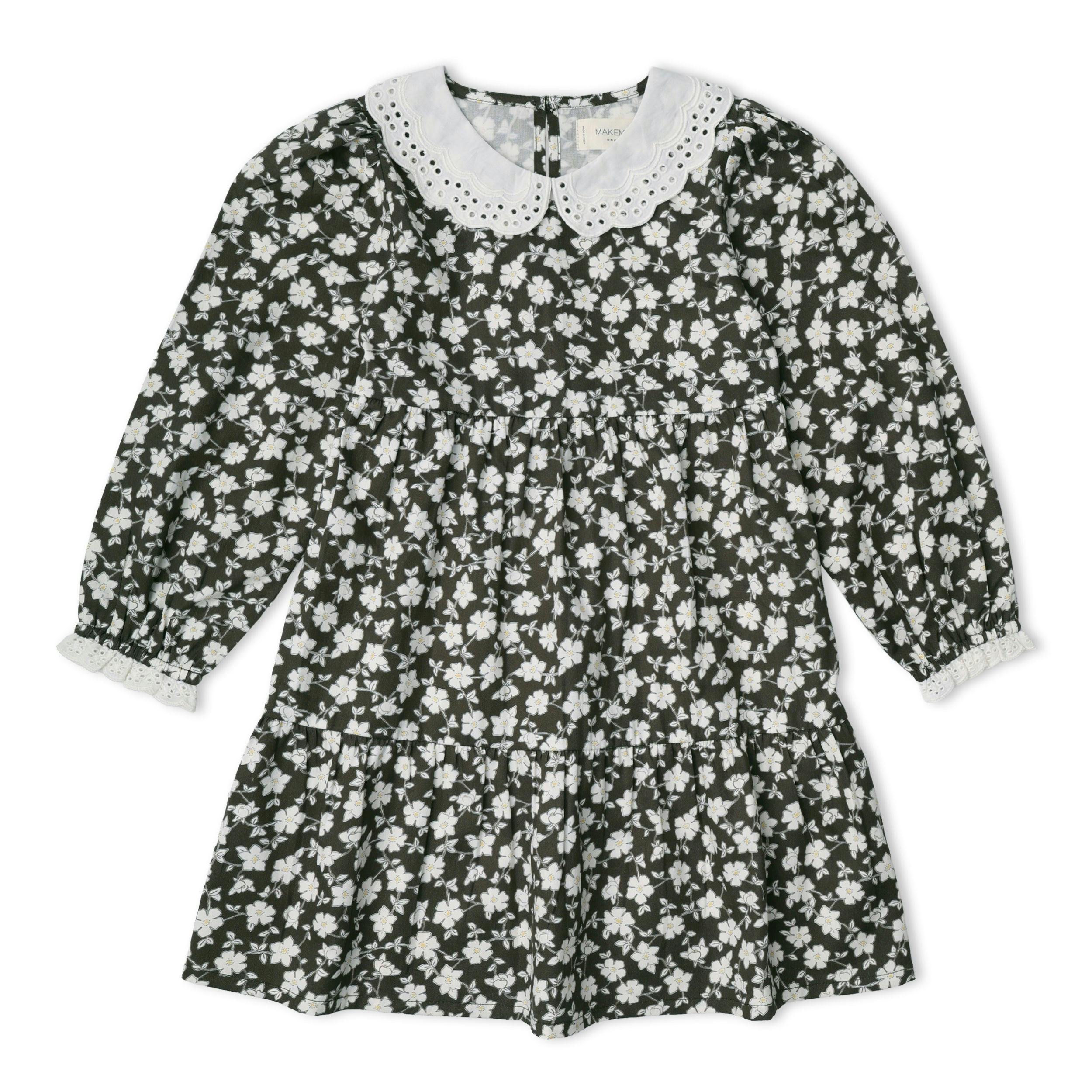 Organic Collar Tiered Dress - Twilight Meadow