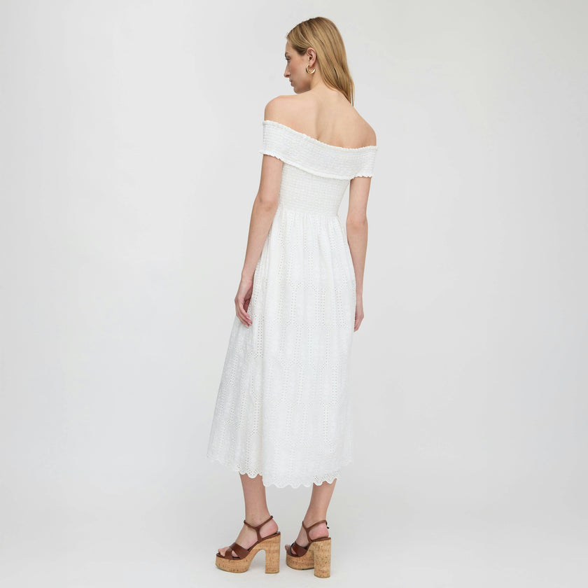 The Marguerite Nap Dress - White Trellis Broderie