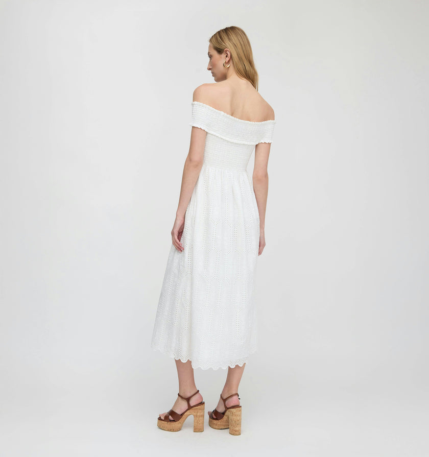 The Marguerite Nap Dress - White Trellis Broderie