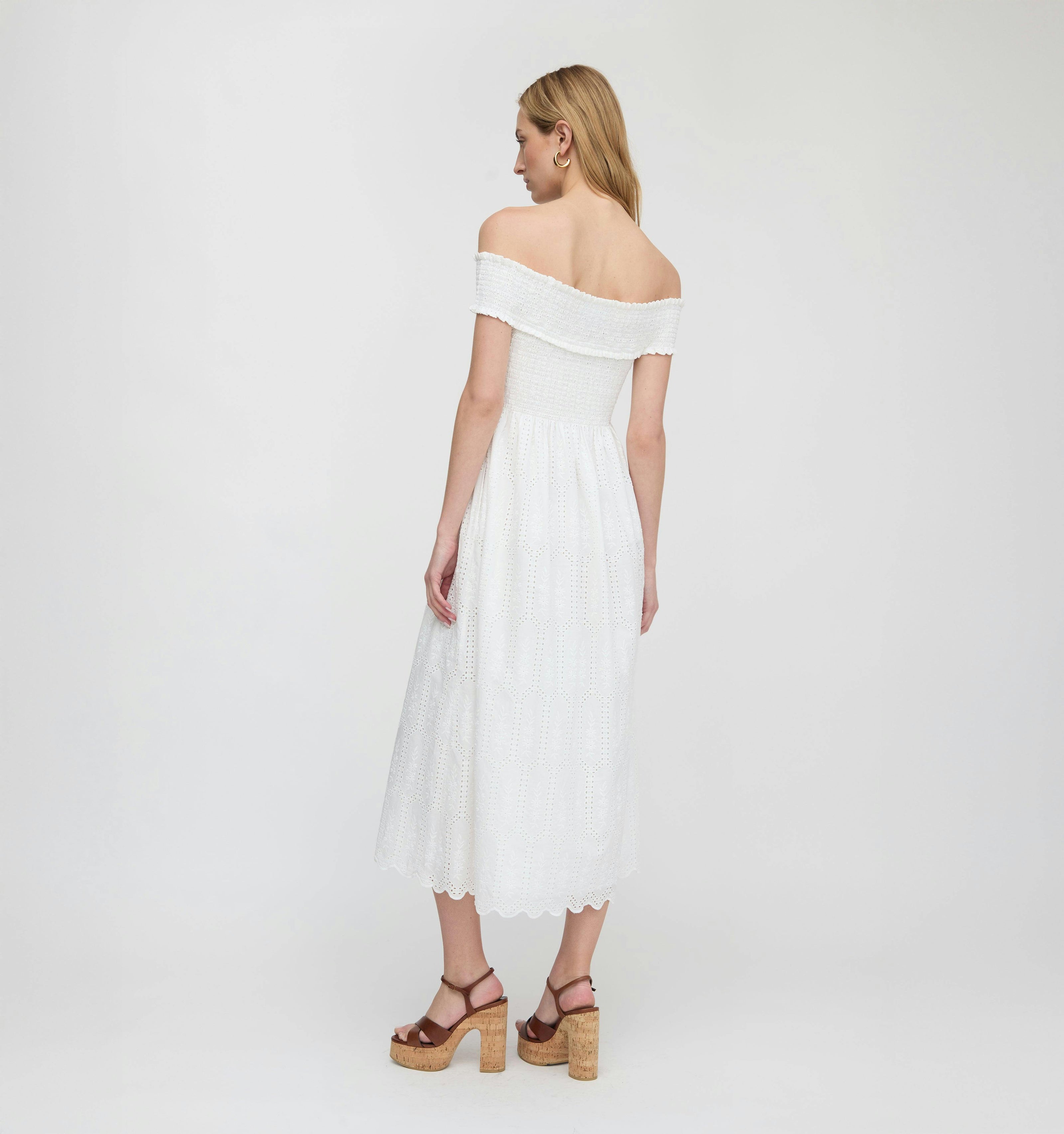 The Marguerite Nap Dress - White Trellis Broderie