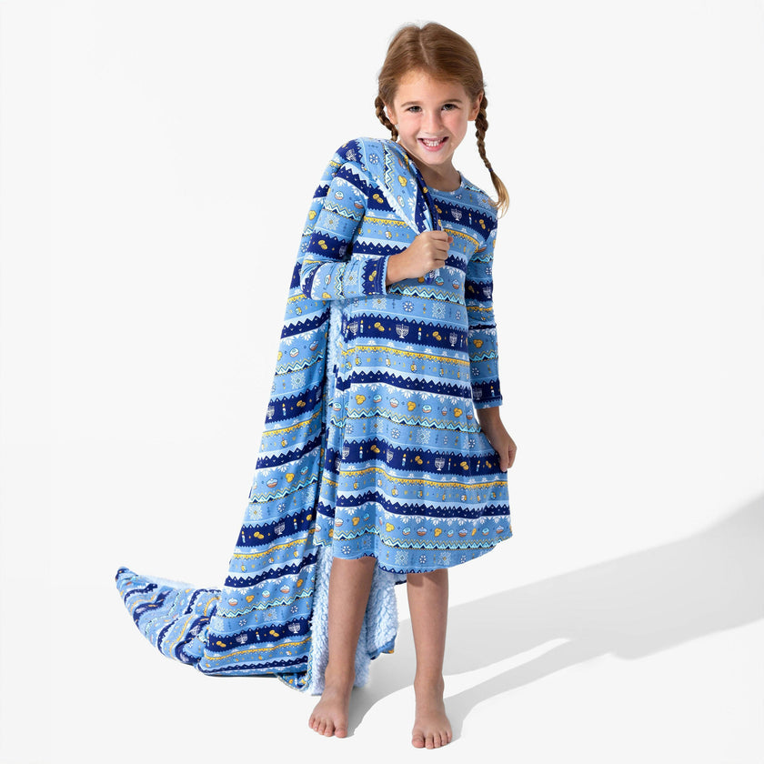 Hanukkah Fair Isle Bamboo Sherpa Blanket