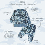CREW 4-Piece Crew Neck Sweatshirt and Jogger Set