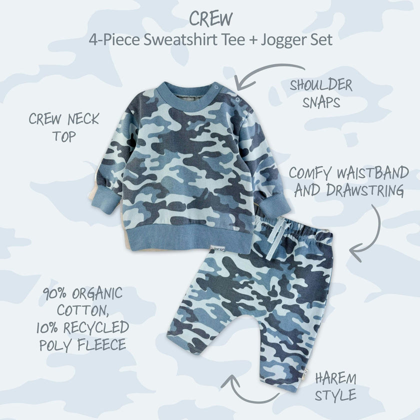 CREW 4-Piece Crew Neck Sweatshirt and Jogger Set