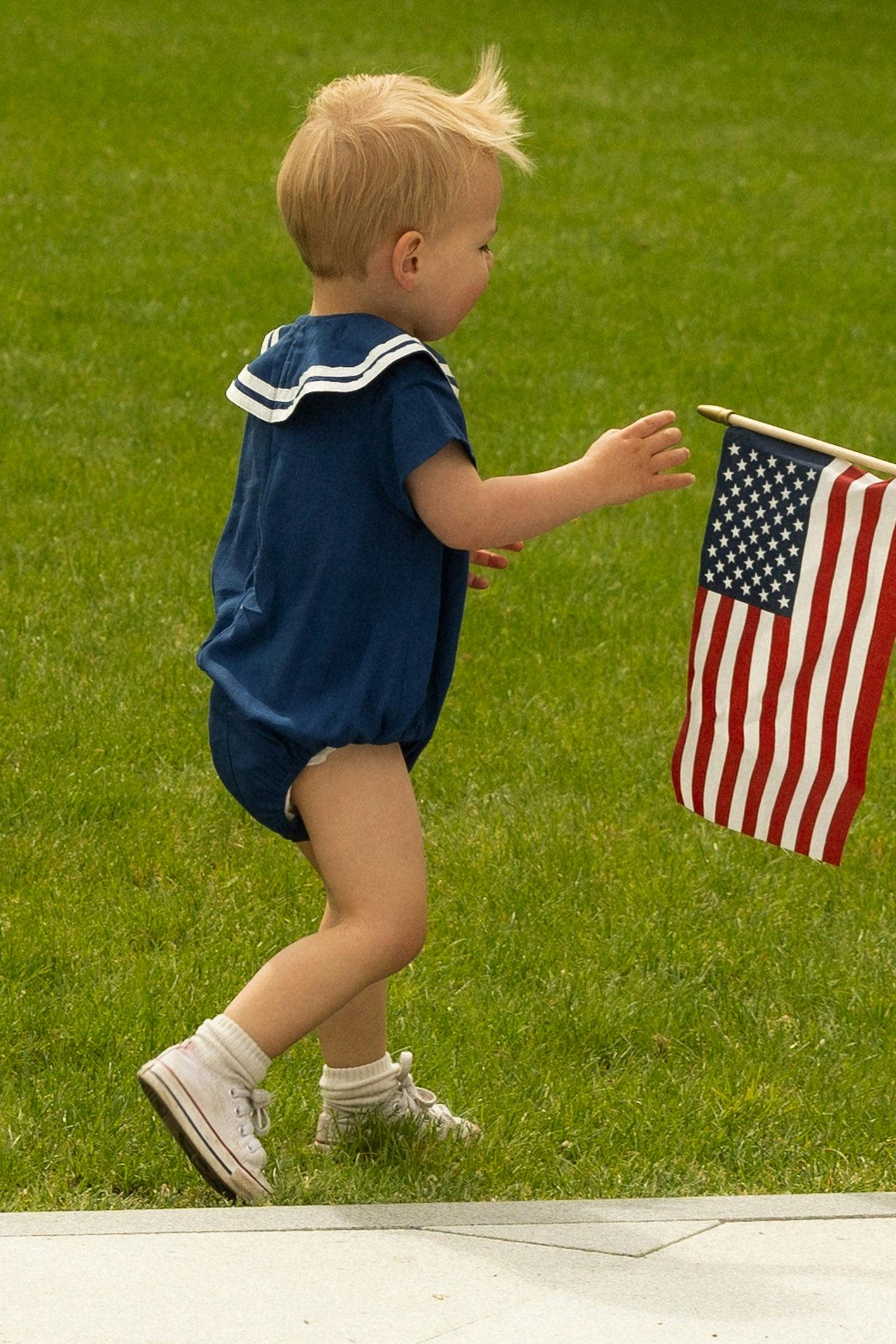 Baby Sailor Romper in Navy