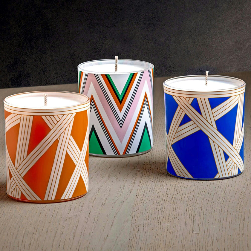 Scented Candle Nastri 220Gr  Bicolore 2 Blue Diam. 3.3"