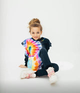 Rainbow Tie-Dye Ruffle Sweatshirt And Pant Set