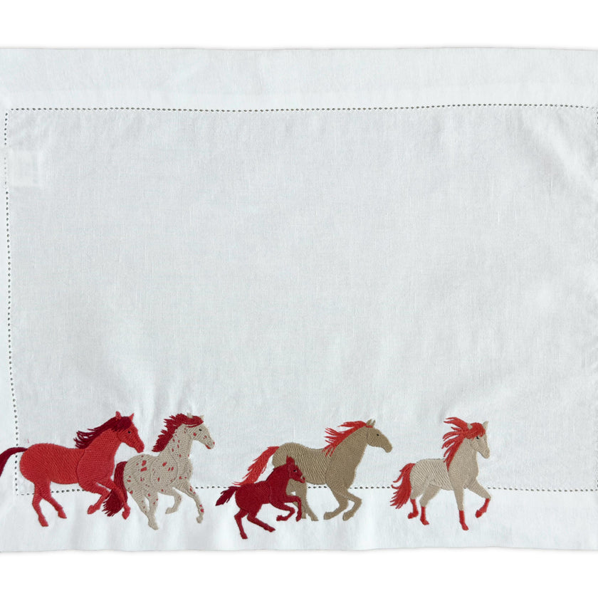 Placemat & napkin - Cavalcade embroidery