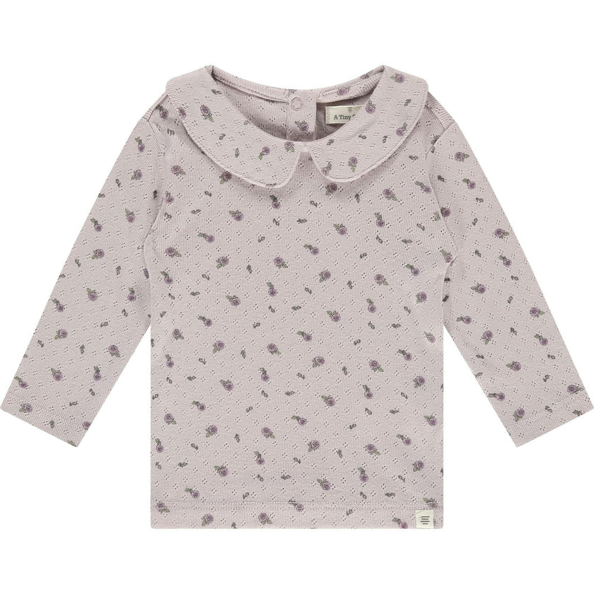 Pointelle Floral Long Sleeve Top