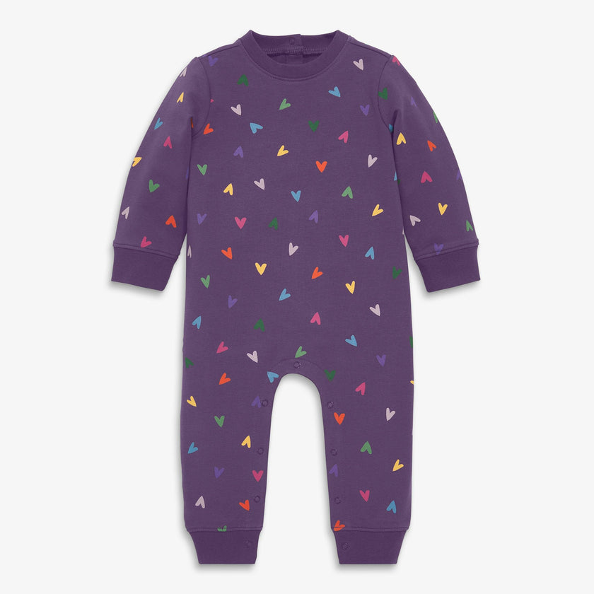 Baby sweatshirt romper in confetti hearts