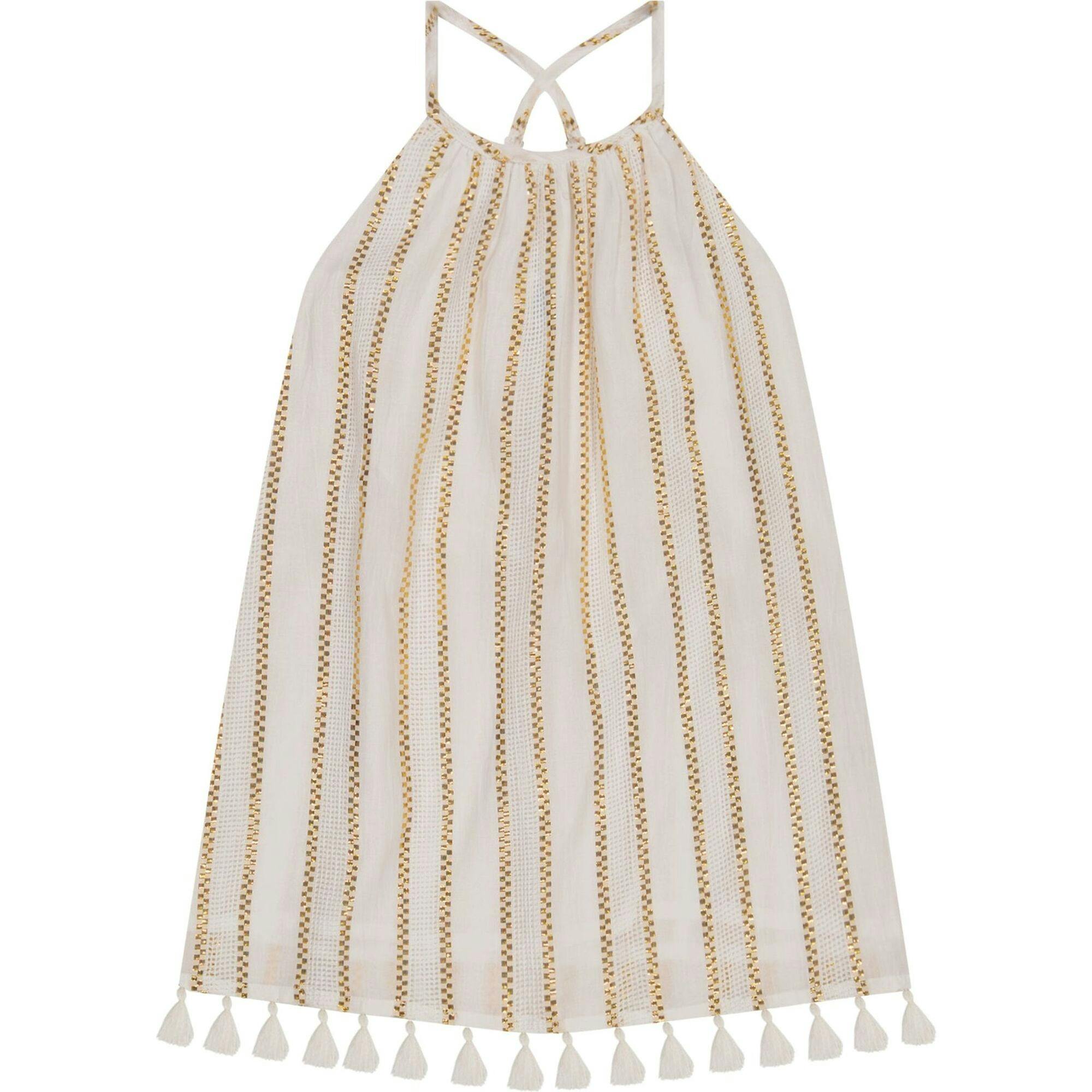 Mini Chantal Girl's Sundress Gold Stripe, Gold